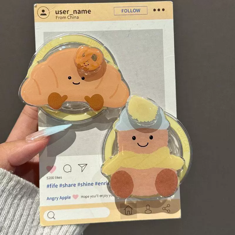 Симпатичный круассинг западное нагорье магнитное всасывание поворотный кронштейн подушки безопасности подходит для MagSafe телескопический телефон ленивое кольцо