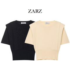 ZARZ 自制 欧美风 新款女装 洋气 时髦休闲垫肩针织上衣3920107