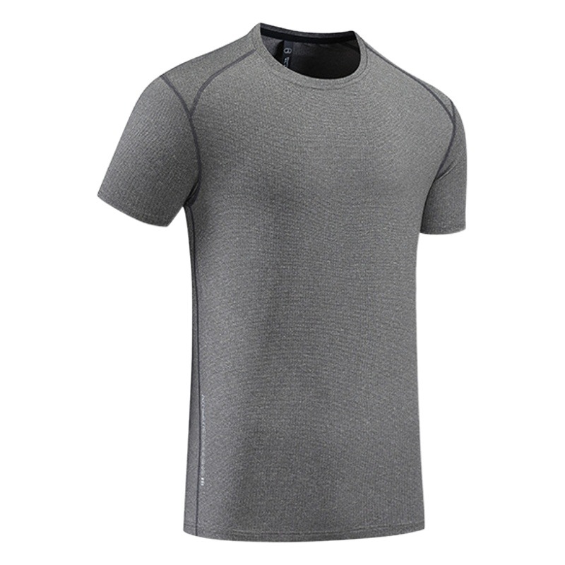 Nueva camiseta multicolor absorbente de sudor de secado rápido para hombres y mujeres de cuatro agujas de seis líneas impresas de alta elasticidad de manga corta de malla de verano superior de costura