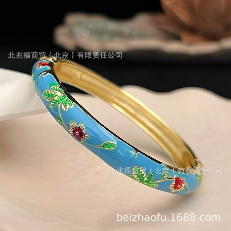 北京エナメルオイルドリップブレスレット、上質な花柄の女性用ブレスレット、紫禁城の旅行のお土産、人気のスポット|undefined