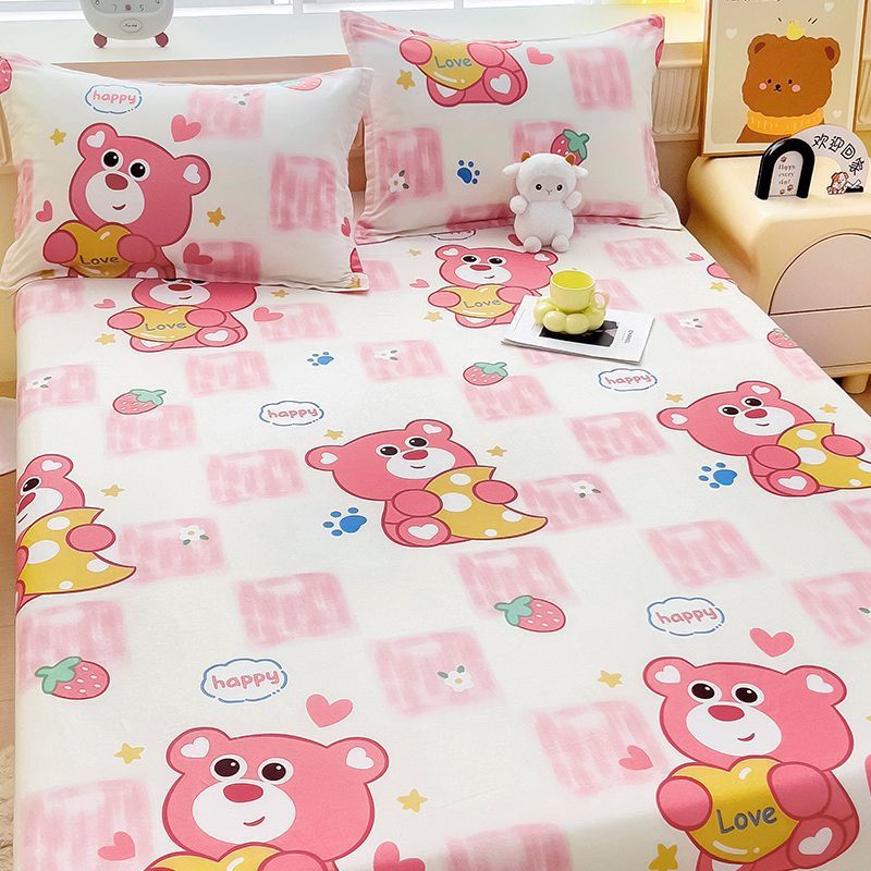 Sábanas de dibujos animados para niños 100% algodón puro, edredón para niños de una sola pieza, funda de almohada de tres piezas, sábana engrosada para el hogar