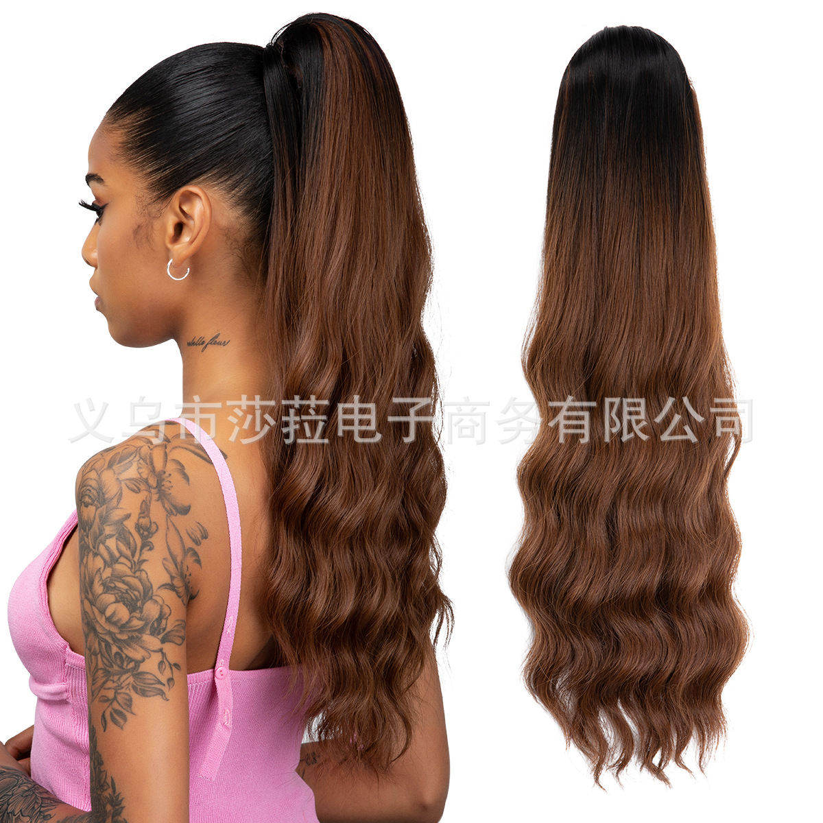 Transfronterizo europeo y americano Peluca de cola de caballo de las mujeres largo pelo rizado cordón agua ondulación Cola de Caballo extensión del pelo cola de caballo