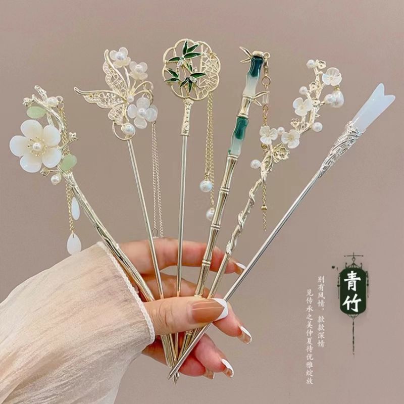 Exquisite Antique-Style Hairpins Wholesale, Magnolia Flower Hairpins, Tassel Hair Accessories, High-End U-Shaped Hairpins
