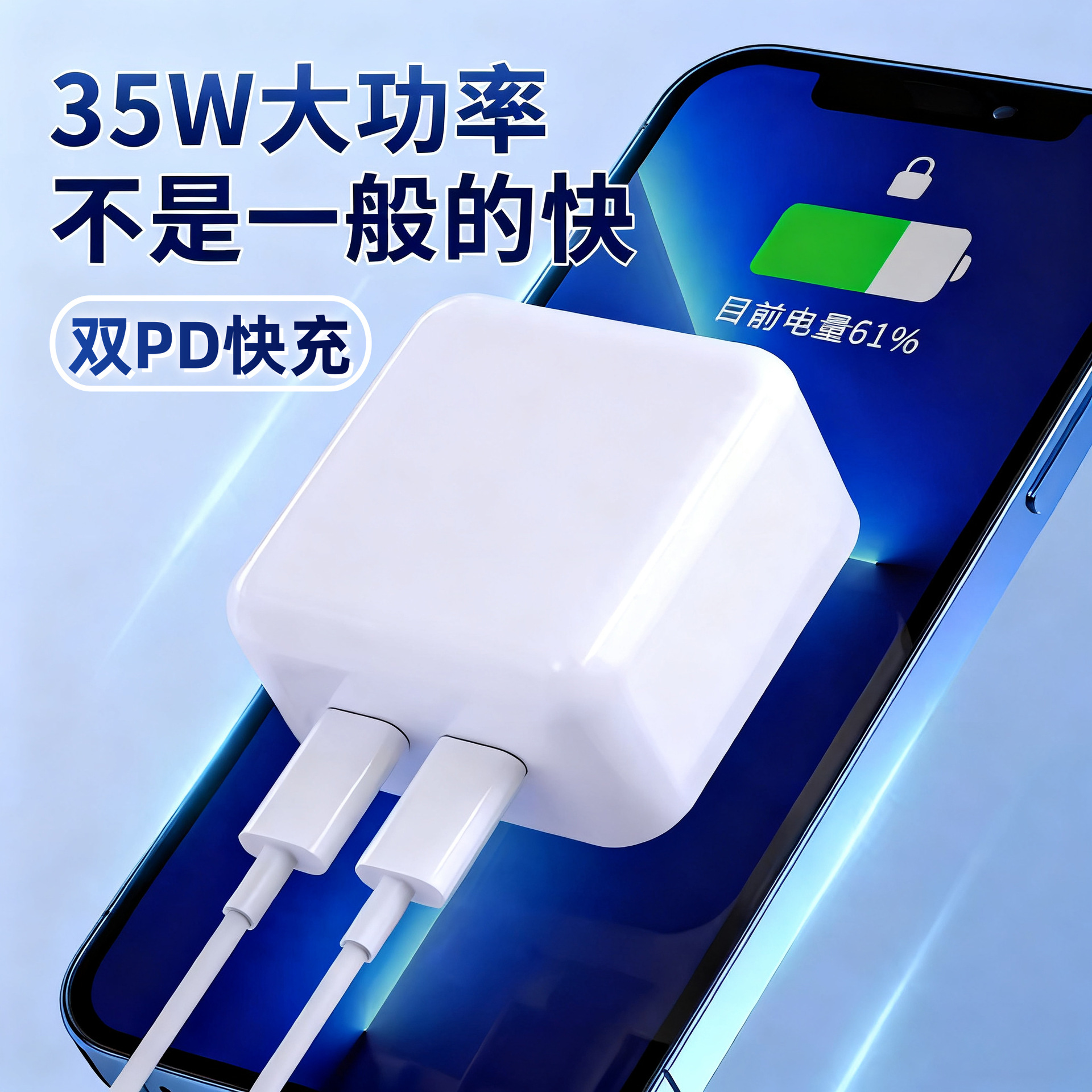 35W超级快充多口氮化镓充电器头适用苹果华为手机typec通用插头