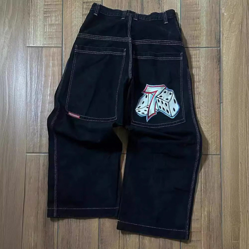 국경 간 전자 상거래 JNCO 남성용 와이드 레그 청바지 Y2K 힙합 하라주쿠 고품질 스트리트 캐주얼 루즈 팬츠