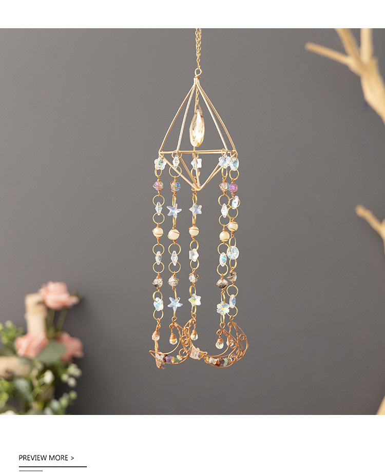 200g Weight Dreamcatcher Home Textiles & Decor Type 1 Piece Quantity Indoor Occasion Crystal, gravel, Iron Material Moon Pattern Romantic Style Romantic Moon Crystal Gravel Iron Dreamcatcher Wall Art 5