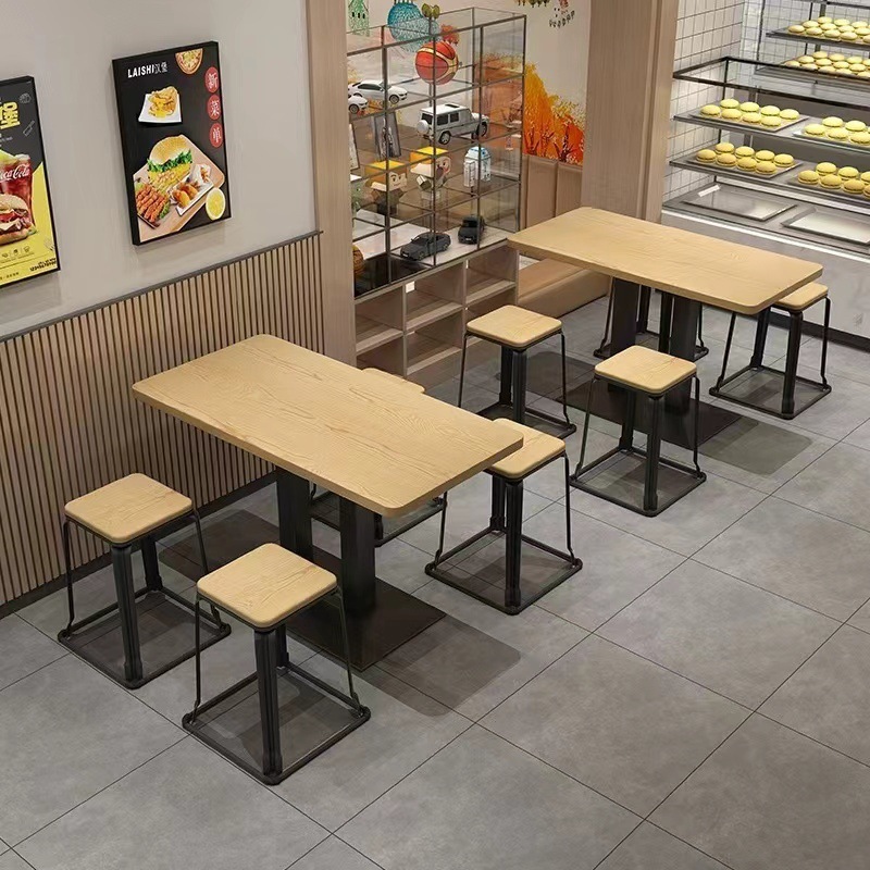 Noodle Restaurant Table and Chair Combination Breakfast Restaurant Milk Tea Shop Table and Stool Set Snack Bar Fast Food Table Catering Commercial