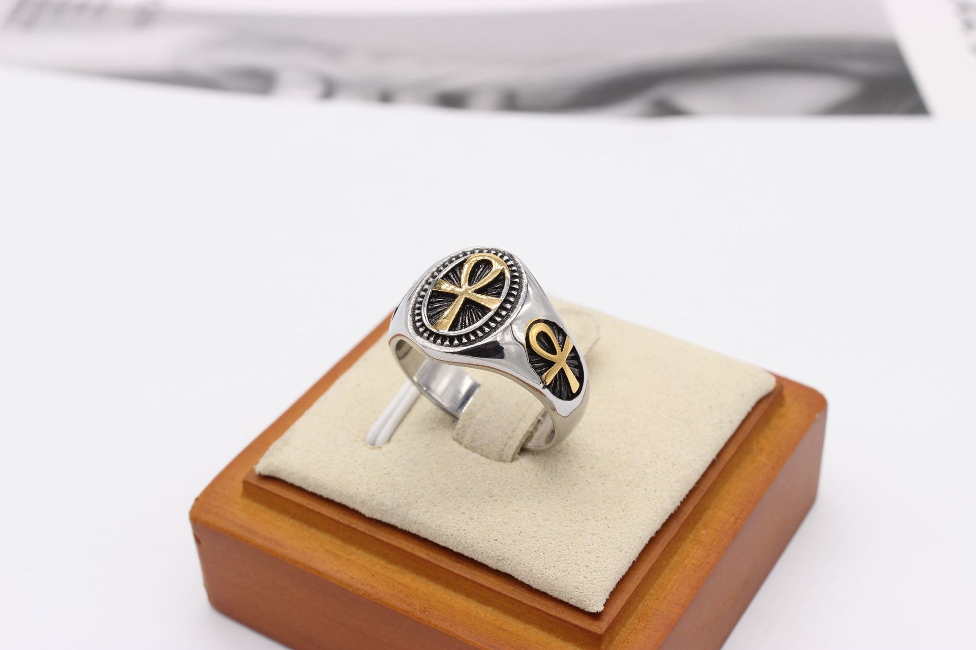 Cross Pattern Retro Cross 304 Stainless Steel 18K Gold Plated Men's Rings