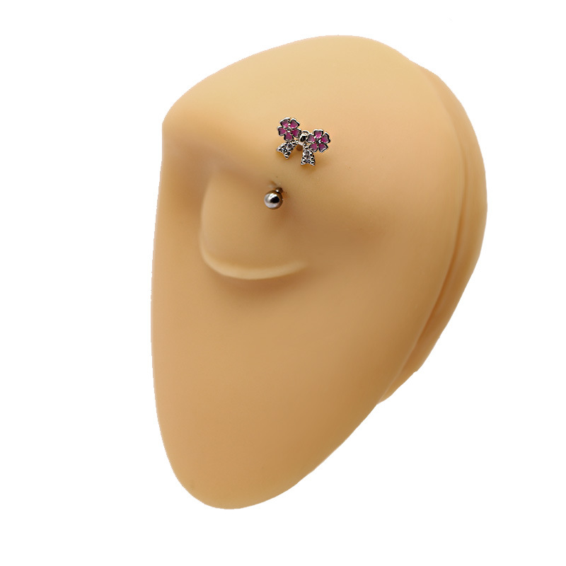 Pink Cherry Blossom Belly Button Ring Body Piercing Jewelry_voghion.com