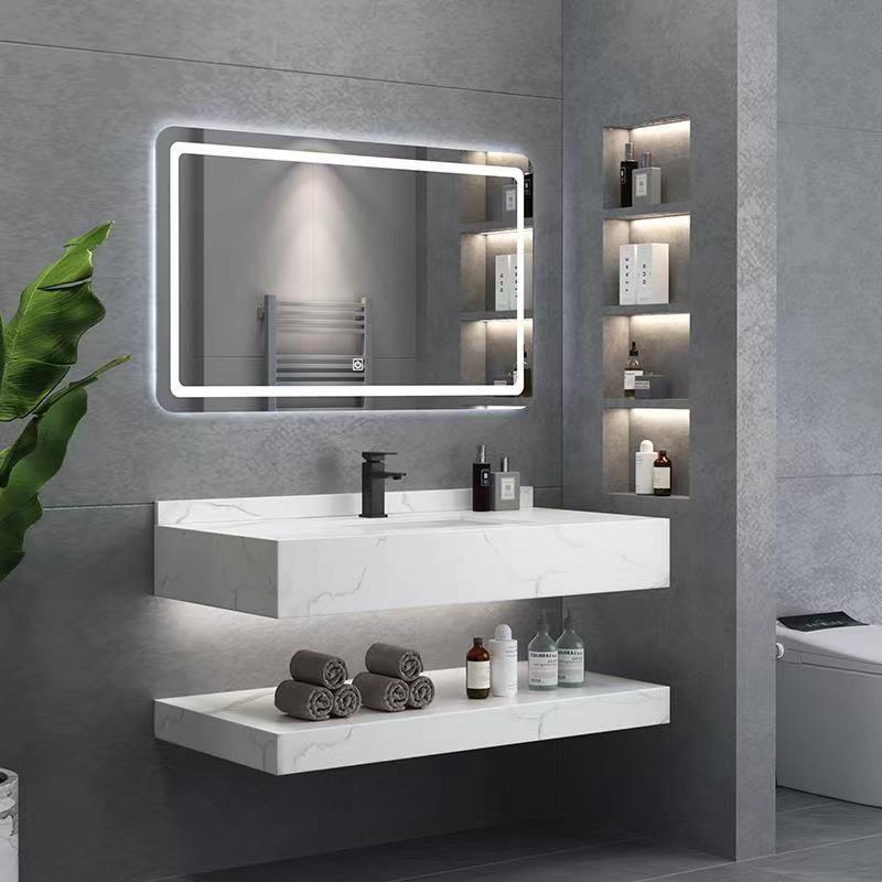 Factory Direct Sales Simple Hotel Style Double Layer Slate Bathroom Cabinet Washbasin Washbasin Home Decoration Project Factory Direct Sales Simple Hotel Style Double Layer Slate Bathroom Cabinet Washbasin Washbasin Home Decoration Project