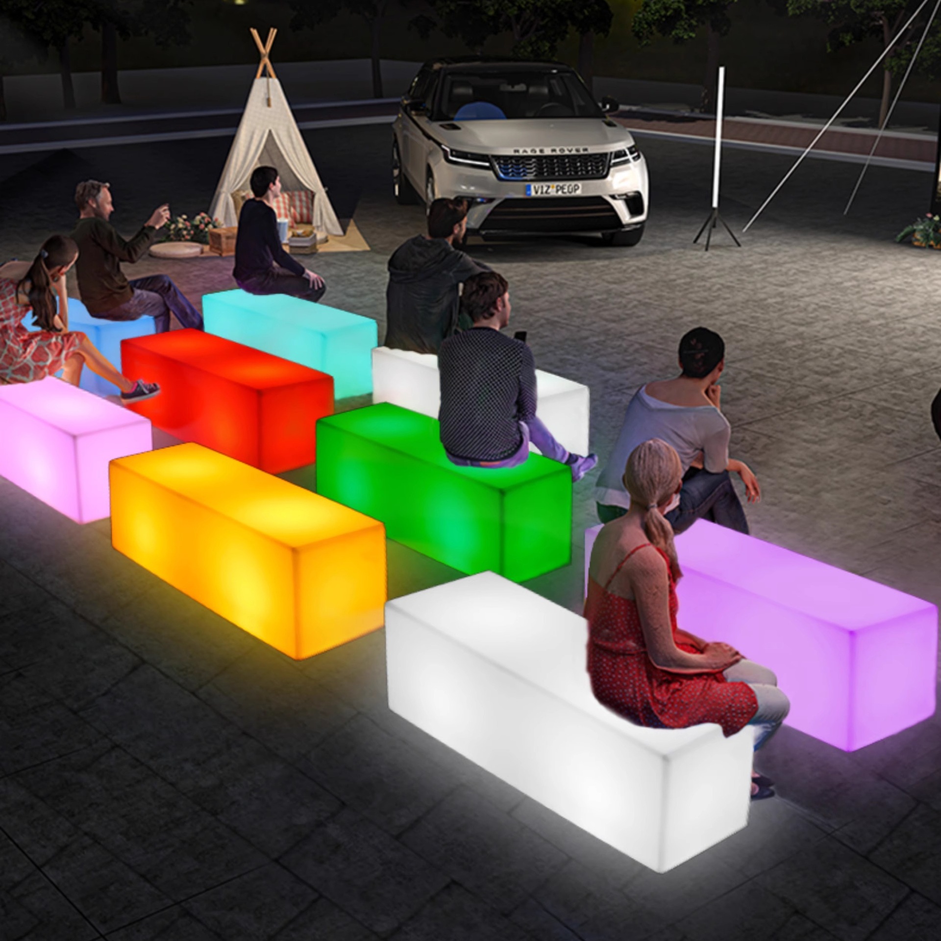 Banco LED iluminado, silla de parque, centro comercial, silla de descanso, silla de fila iluminada, KTV, banco de bar, paisaje, asiento al aire libre image 5
