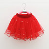 Spring versatile small and medium -sized short skirt girl net yarn skirts beaded children's skirt fluffy bottom skirt four seasons