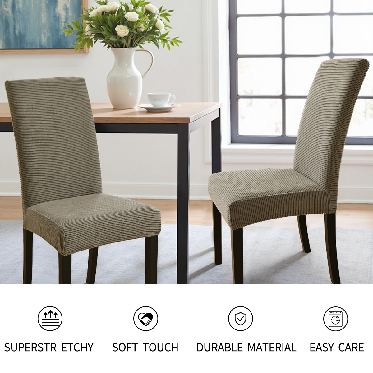 Cubierta de silla impermeable de terciopelo Dove de terciopelo jacquard transfronterizo Cubierta de silla de hotel elástica de color sólido a prueba de polvo y a prueba de gatos 220gsm