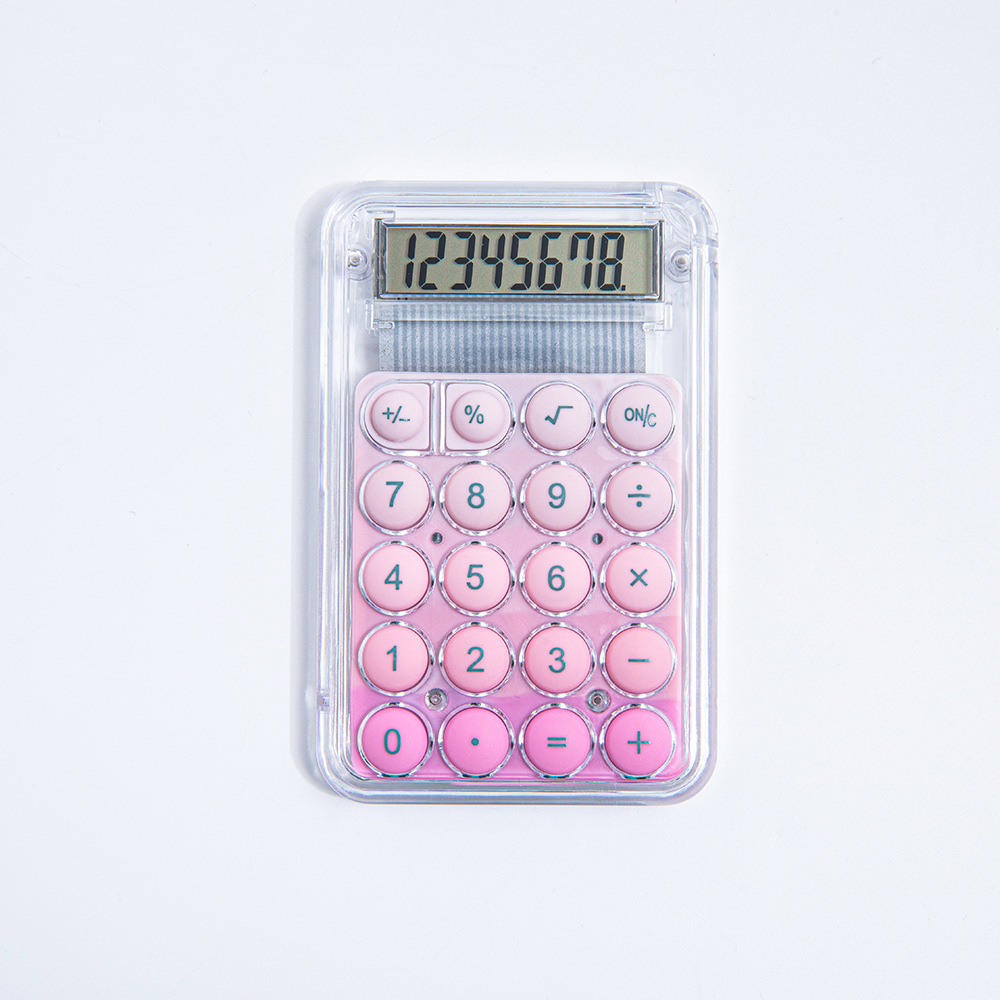 Mini calculadora transfronteriza adorable computadora especial para estudiantes de alto valor nominal pequeña calculadora portátil transparente