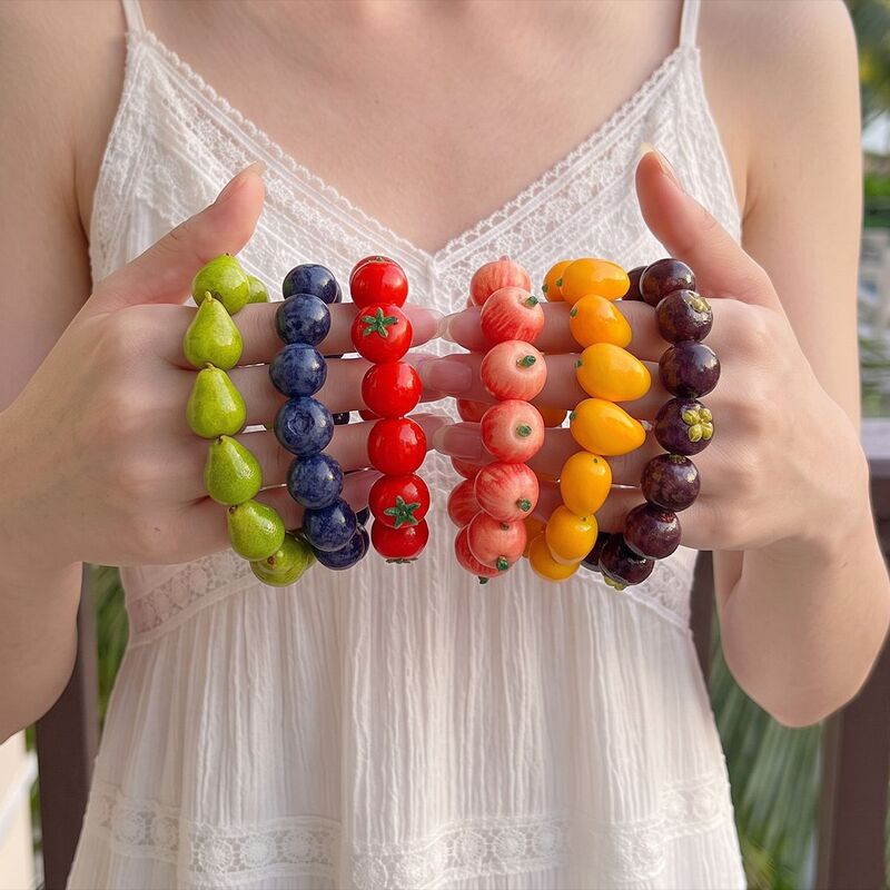 Fun fruit elastic bracelets, cute wristbands, dopamine-inducing, fresh and versatile, holiday-style elastic bracelets, niche jewelry Fun fruit elastic bracelets, cute wristbands, dopamine-inducing, fresh and versatile, holiday-style elastic bracelets, niche jewelry