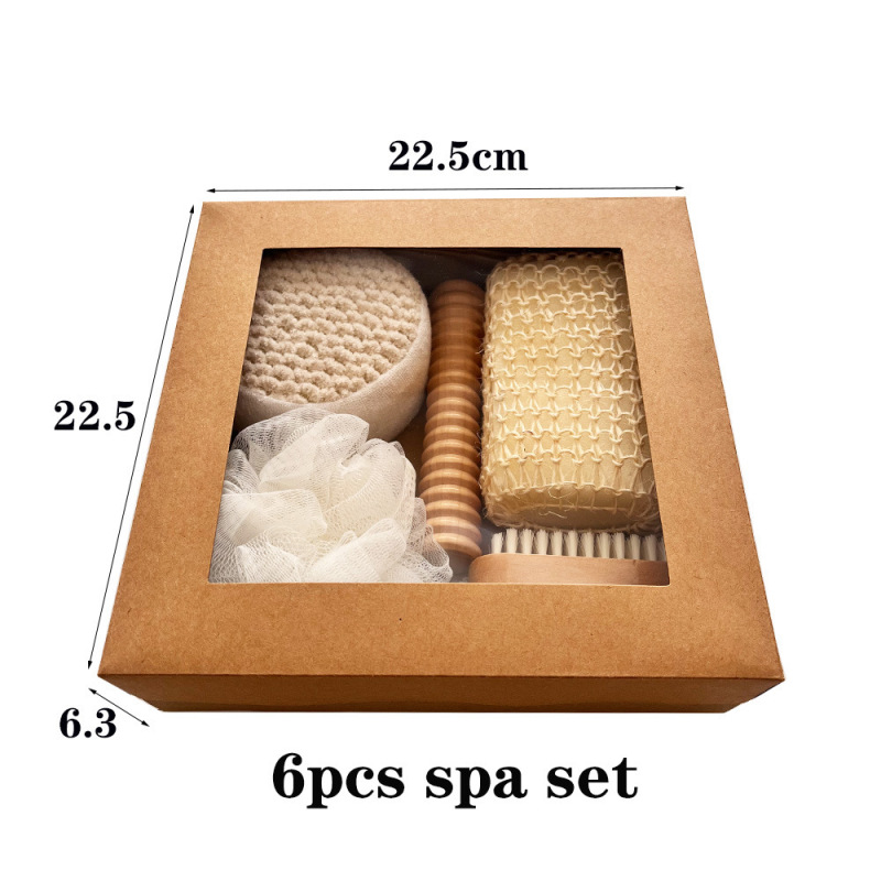 Cross-border bath suit seven-piece bath towel bath brush grinding stone sisal bath flower suit holiday gift box gift