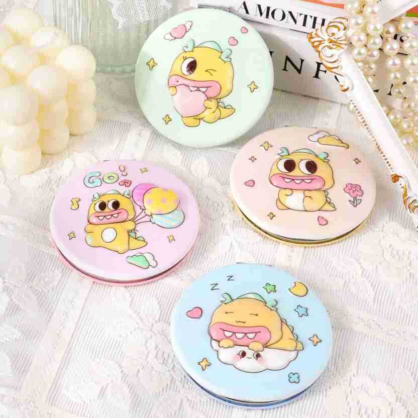 Fábrica de suministro directo de nuevos espejos tridimensionales 3D en stock dibujos animados redondos lindos portátiles simpáticos plegables de doble cara