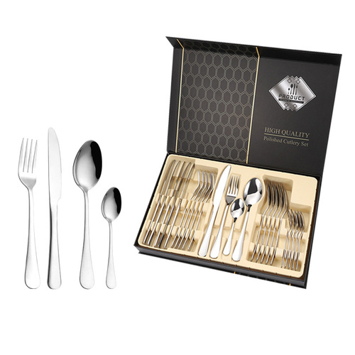 Cross-border 1010 stainless steel 4 components Amazon 24-piece gift set Western steak knife, fork and spoon