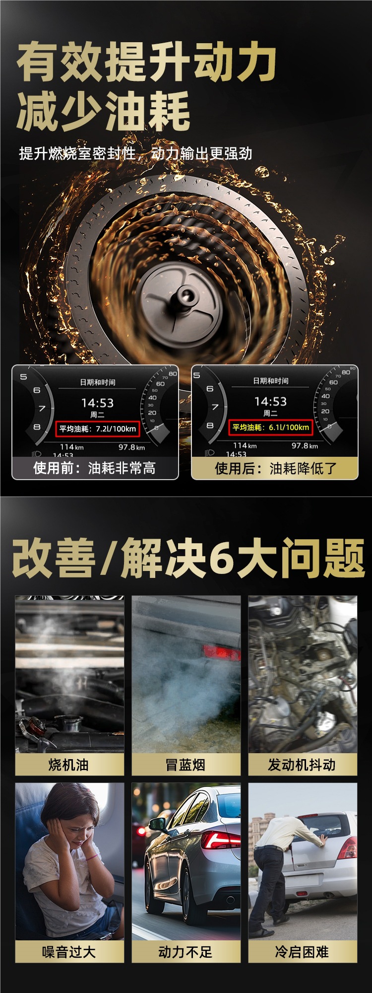 Car Engine Anti-Wear Protection Agent, Oil Burning Noise, Shaking and Blue Smoke Repair Agent, Oil Additive Noise Reduction