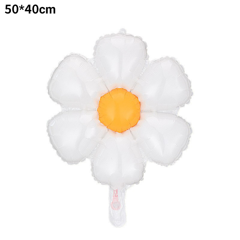 Globos de aluminio con diseño de margaritas blancas estilo Instagram, accesorios fotográficos mate, decoración de cumpleaños, girasoles, arreglo para el 1 de mayo y el 1 de junio.