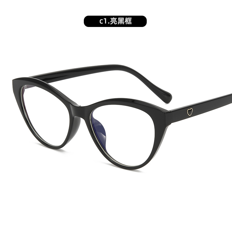Marco de ojo de gato de moda, gafas anti-luz azul, accesorios de cuello blanco para estudiantes, gafas de miopía, marco de gafas de moda, fábrica al por mayor