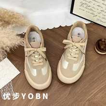 现货厚底板鞋女2025新款爆款小众设计复古chic圆头百搭原创德训鞋