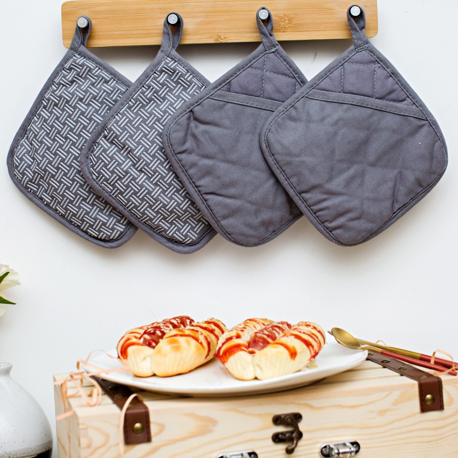 Guantes de aislamiento térmico de silicona de algodón engrosados alargados antideslizantes resistentes a altas temperaturas guantes de horno de microondas horno de cocción guantes antiquemaduras