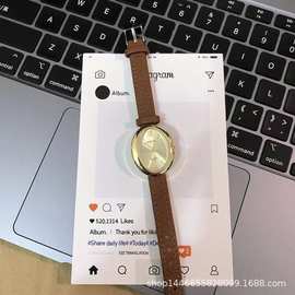 抖音爆款女表中古法式复古女金色网红皮带女士手表批发跨境热卖款
