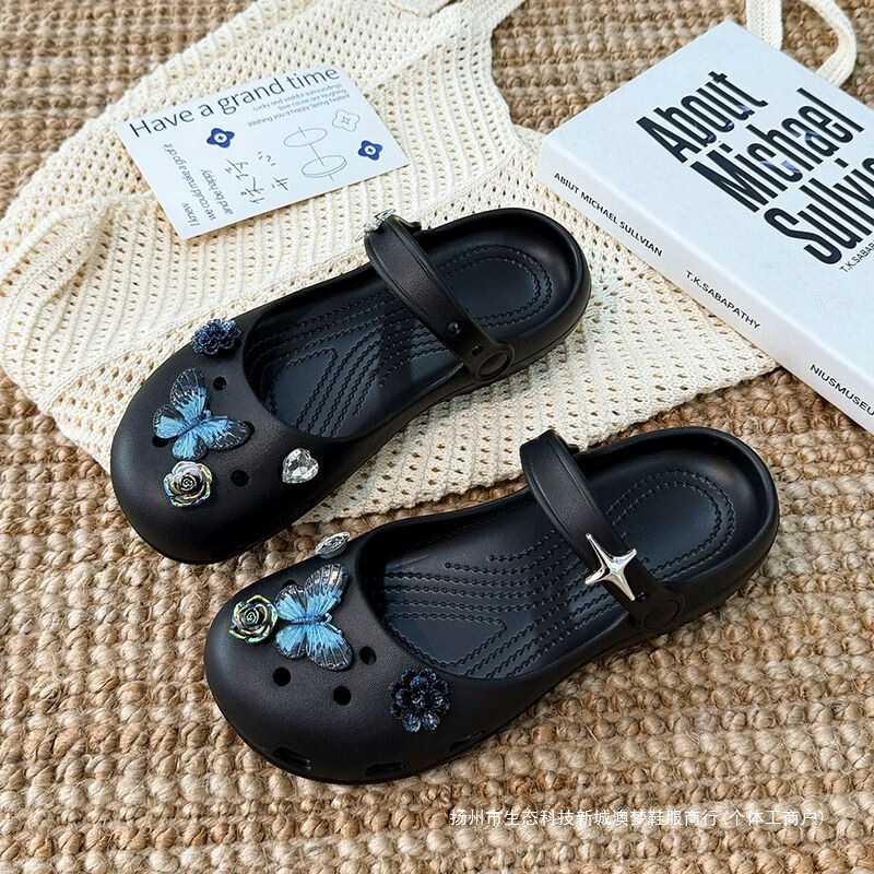 Fashionable butterfly ballet Mary Jane clogs for women, closed-toe sandals, slip-on beach shoes, home slippers for women Fashionable butterfly ballet Mary Jane clogs for women, closed-toe sandals, slip-on beach shoes, home slippers for women