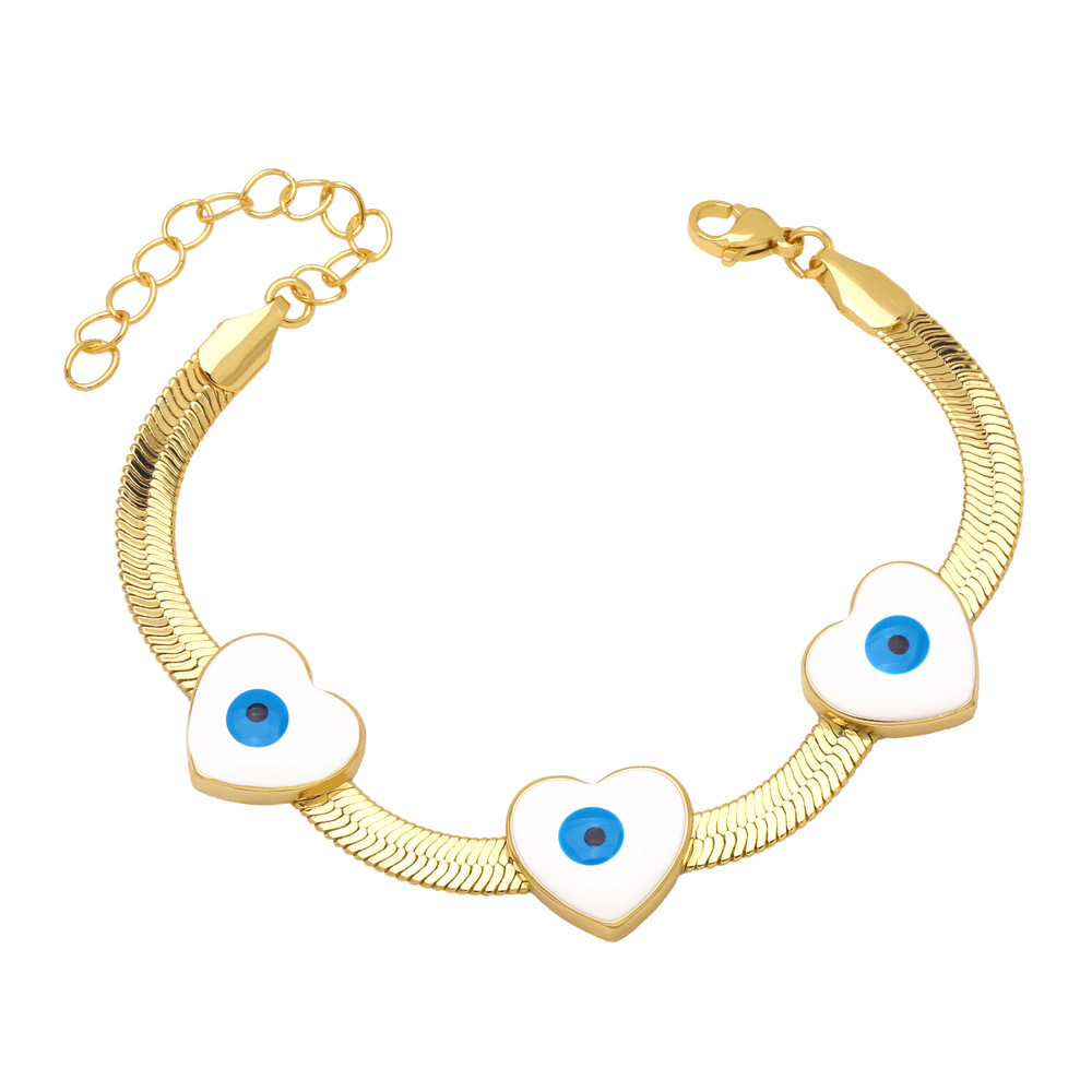 Fashion Star Heart Shape Eye Copper Bracelets Gold Plated Zircon Copper Bracelets