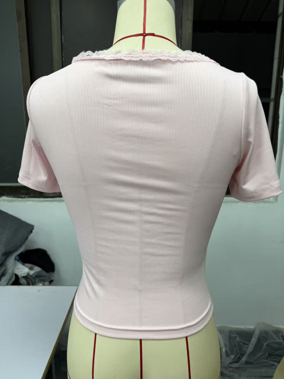 Lace-Up V-Neck Short Sleeve Top For Women, Fashion Basic Casual Blouse With Button Detail, Spring Summer Essential_ecoleips.com