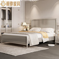 美式实木床现代简约大床主卧香槟银法式轻奢床双人大床婚床储物床