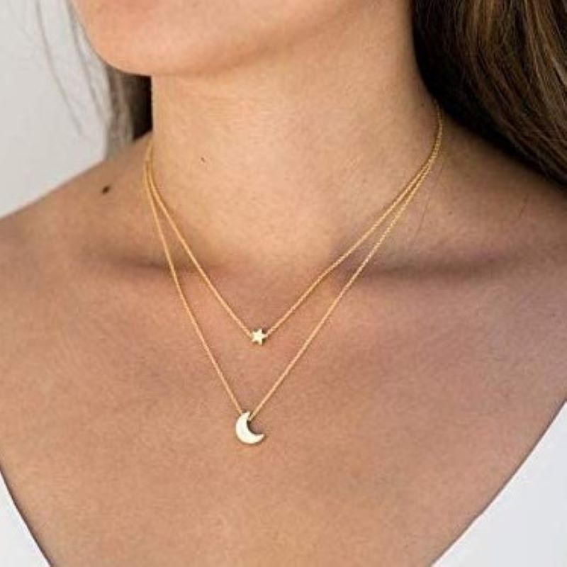 Collar de estrella y luna, estilo minimalista, para mujer – Producto transfronterizo europeo