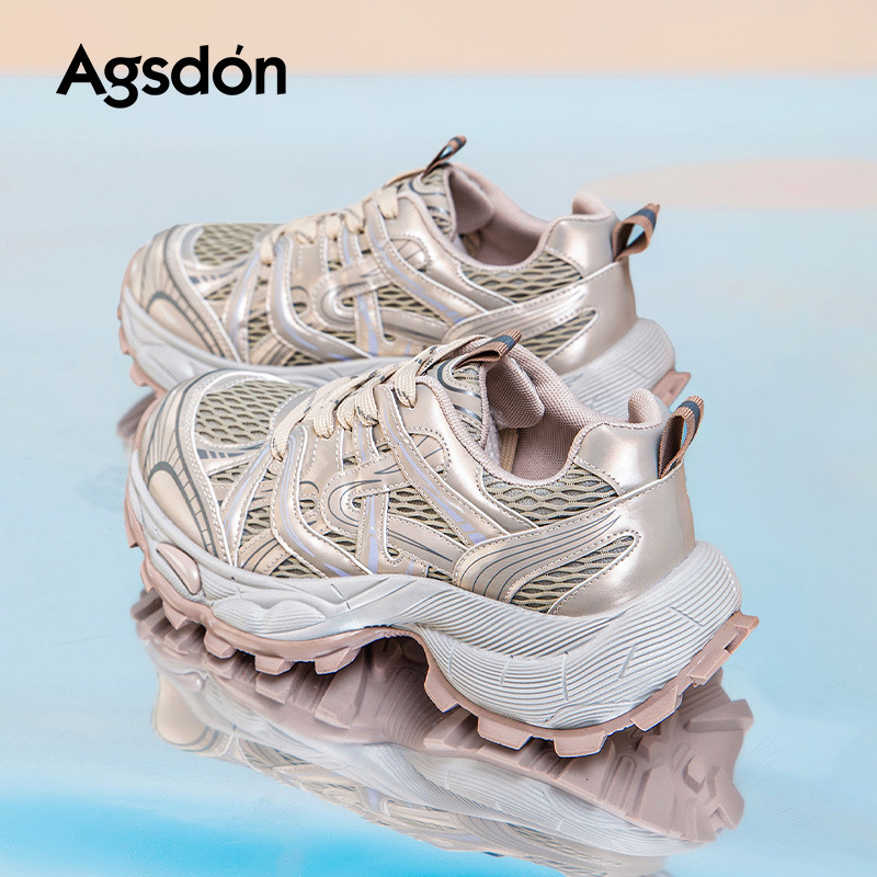 Augustion Daddy Shoes Mujer 2025 Nuevo verano de suela gruesa Zapatos casuales pequeños Zapatos deportivos blancos pequeños de malla
