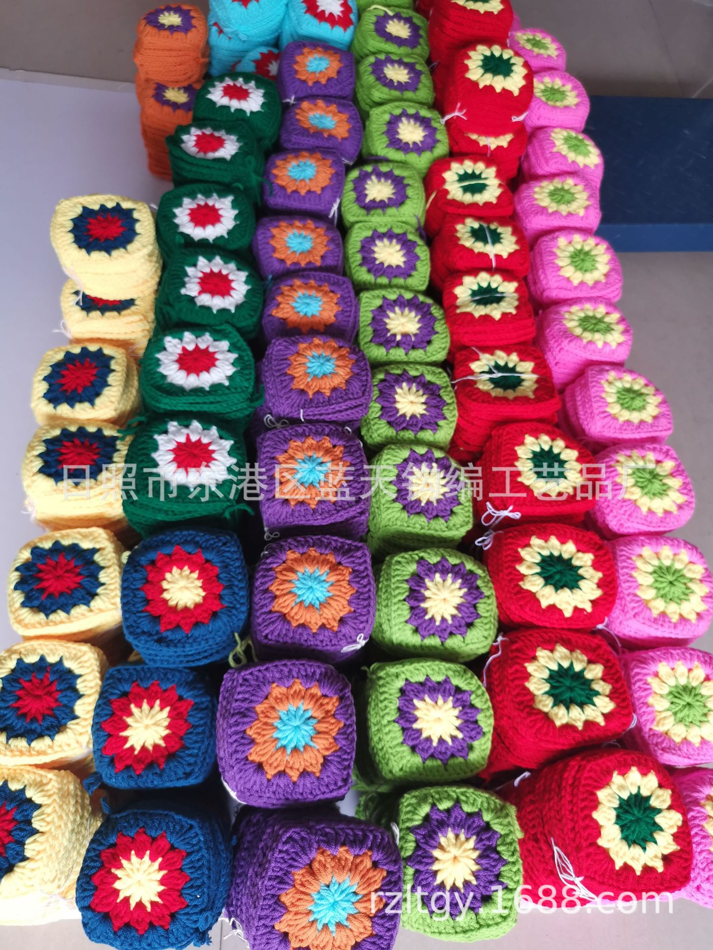 毛线钩花、钩针毛线花边，手工毛线花边花片