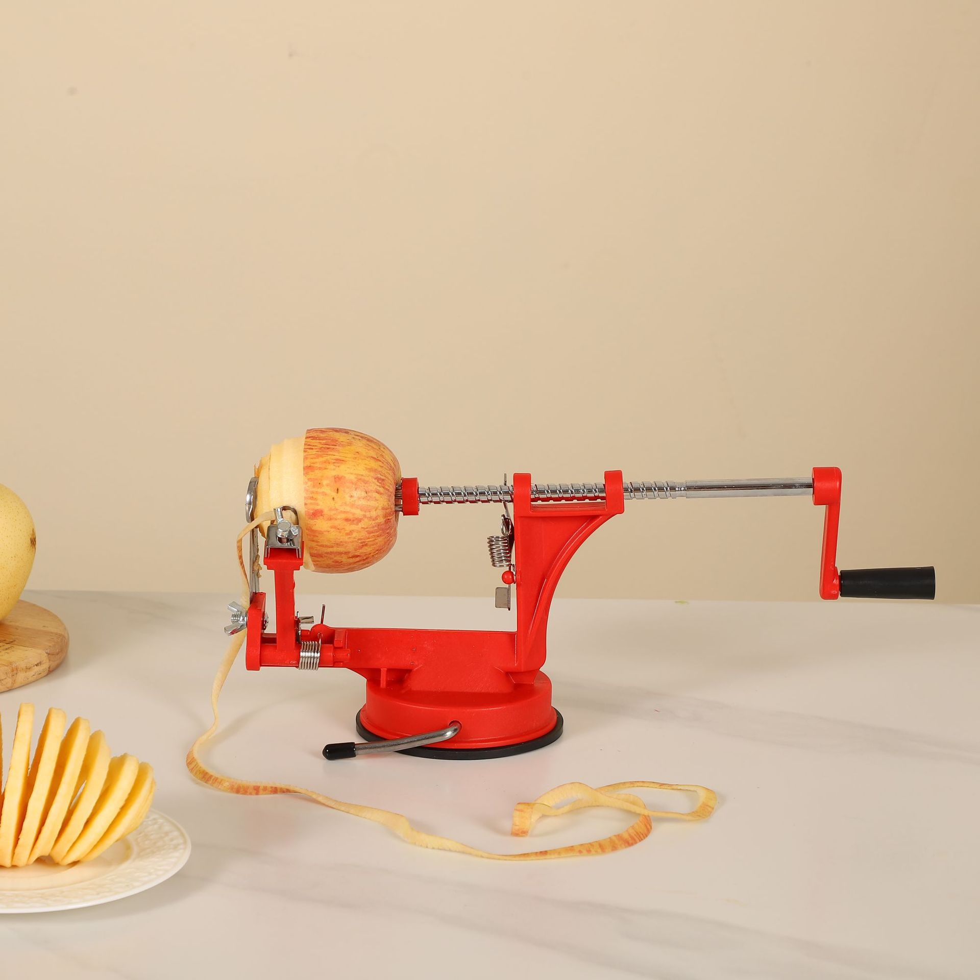 3-in-1 Automatic Fruit Peeler, Corer and Slicer - Multifunctional Fruit Peeler Machine, Manual Hand-Crank Apple Peeler for Home Use
