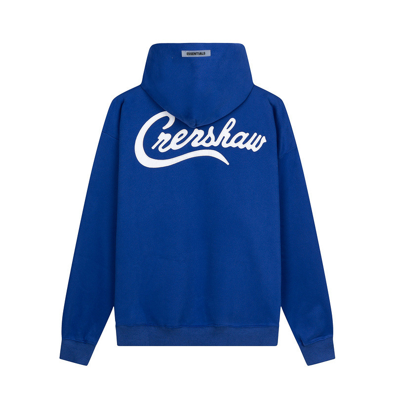 Fog Essentials Co-Branded La Limited Embroidered Klein Blue Fleece-Lined High Street Hooded Autumn and Winter Sweatshirts for Men and Women Fog Essentials Co-Branded La Limited Embroidered Klein Blue Fleece-Lined High Street Hooded Autumn and Winter Sweatshirts for Men and Women