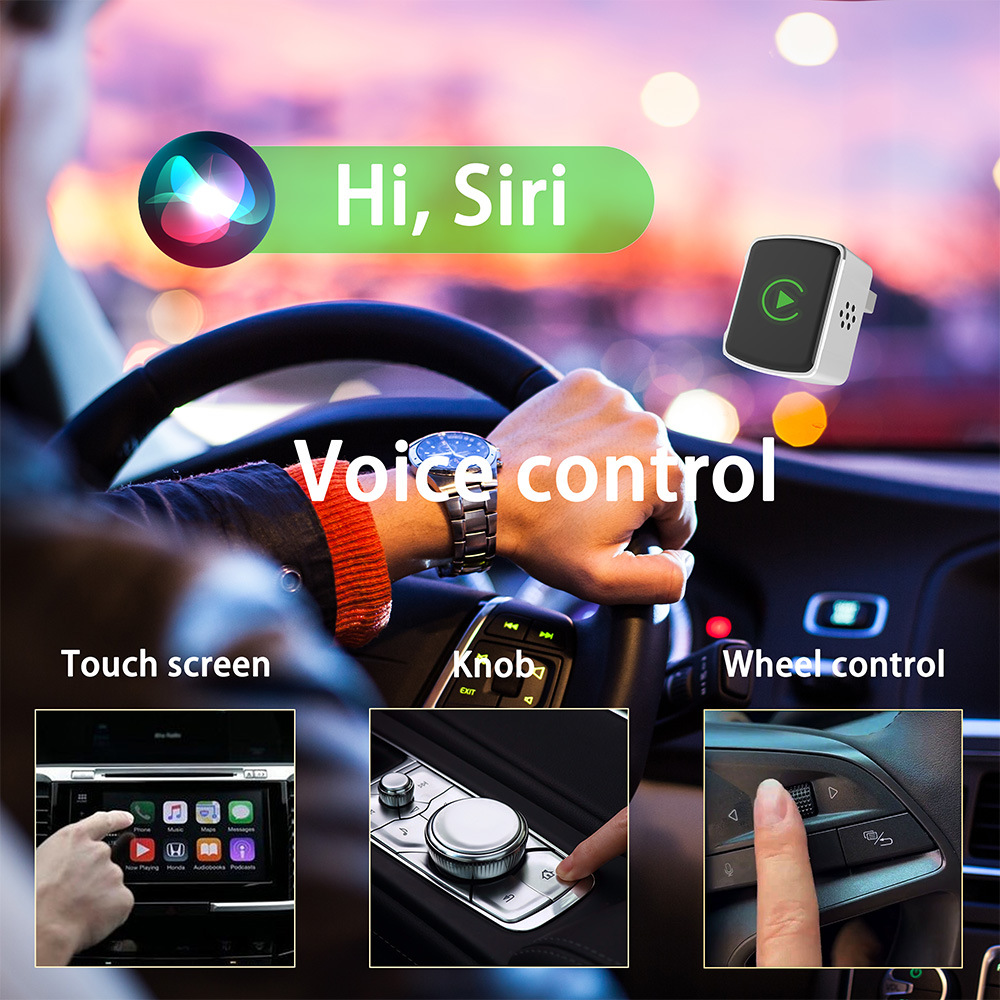 New Colorful Light Wireless Carplay Box Adapter for Apple and Android Two-In-One Car Connectivity and Screen Projection