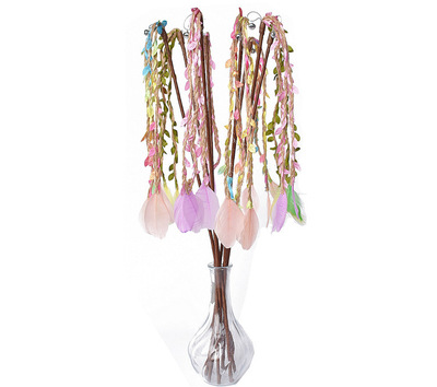 森林系列可折弯曲麻绳自然风仙女羽毛逗猫棒铃铛羽毛仿树枝逗猫杆