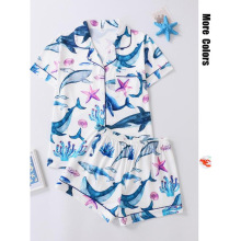 C 28186 Printed short sleeve women pajamas set ӡ������˯��