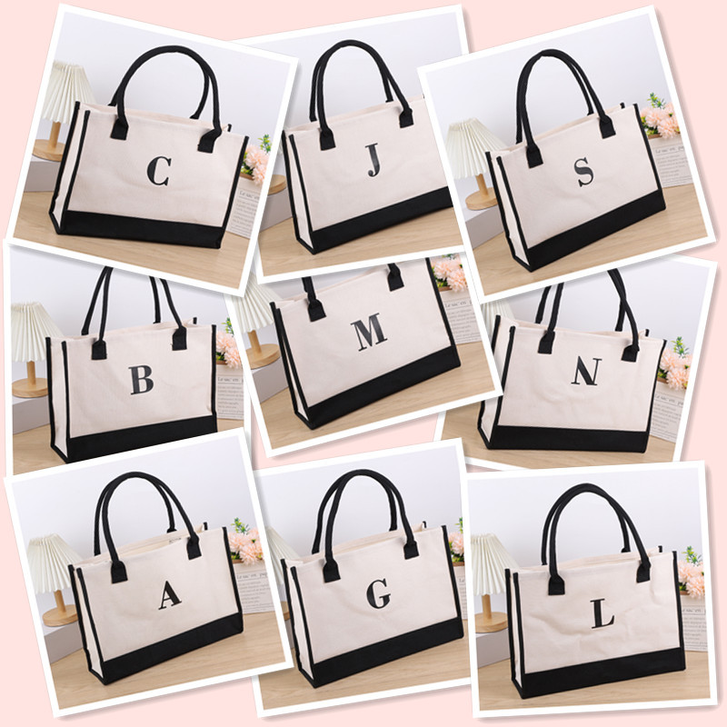 Bolso de hombro de lona de venta caliente transfronterizo Bolso Tote impreso de gran capacidad Bolso de compra portátil ligero de moda para mujer