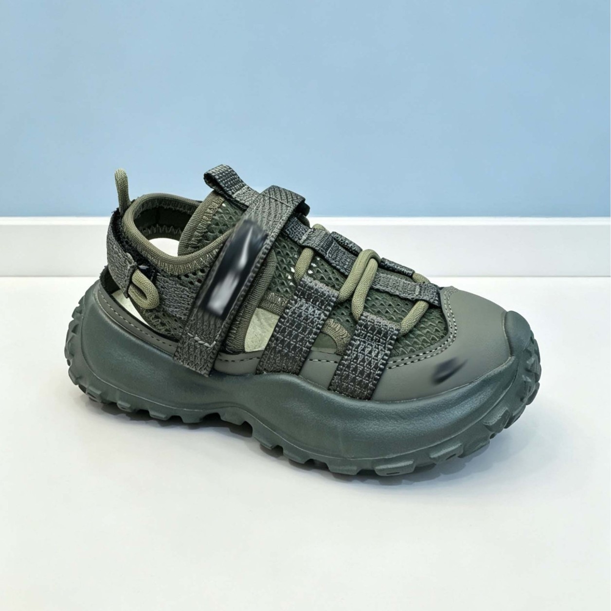 High-end NK original brand children's shoes with Velcro closure, summer breathable mesh outdoor shoes, soft sole, non-slip, versatile
