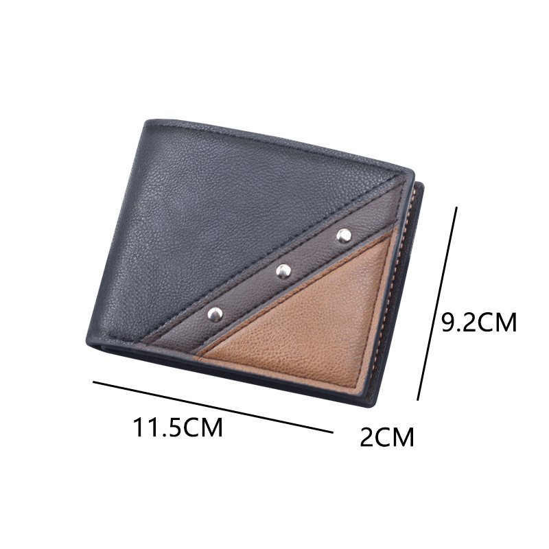 Cartera de hombre corta con cremallera, cartera de hombre triple plegable, cartera de hombre, cartera de tarjetas de gran capacidad, cartera de hombres