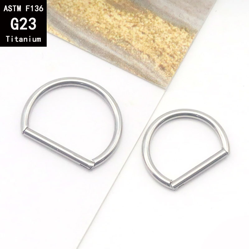 G23 Titanium D-Shaped Seamless Hoop Earring Nose Ring 1.2mm Thick Body Piercing Jewelry detail image 9