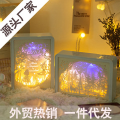 3d立体鏡面紙彫刻灯diy小夜灯男女友達親友子供プレゼント誕生日創意insプレゼント