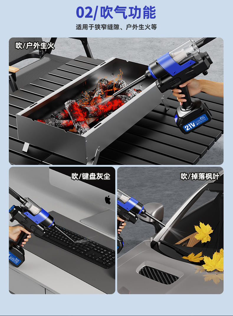 21St-Century Cross-Border New Model 3-in-1 Wireless Car Washer High-Pressure Water Gun Storm Charging High-Power Vacuum Cleaner
