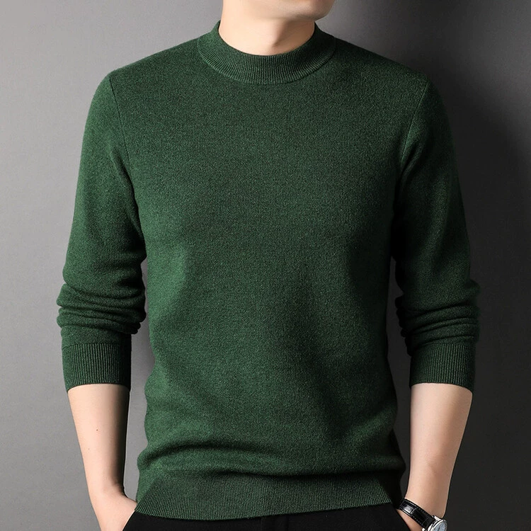 Cashmere colored keep warm knitted sweater, high collar