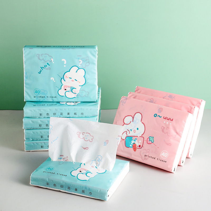 Cartoon printing paper towel removable small bag portable printing paper towel small bag handkerchief paper wholesale