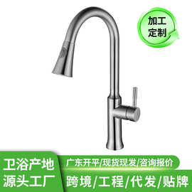 厂家批发不锈钢厨房抽拉水龙头洗菜盆水槽冷热洗菜池两用洗手盆