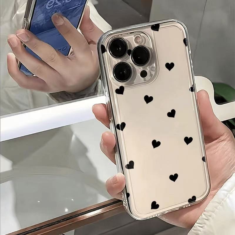 Black Love Apto para iPhone 15promax funda para teléfono móvil Europa y América Apple 16 anti-caída 14pro Japón y Corea 13/12